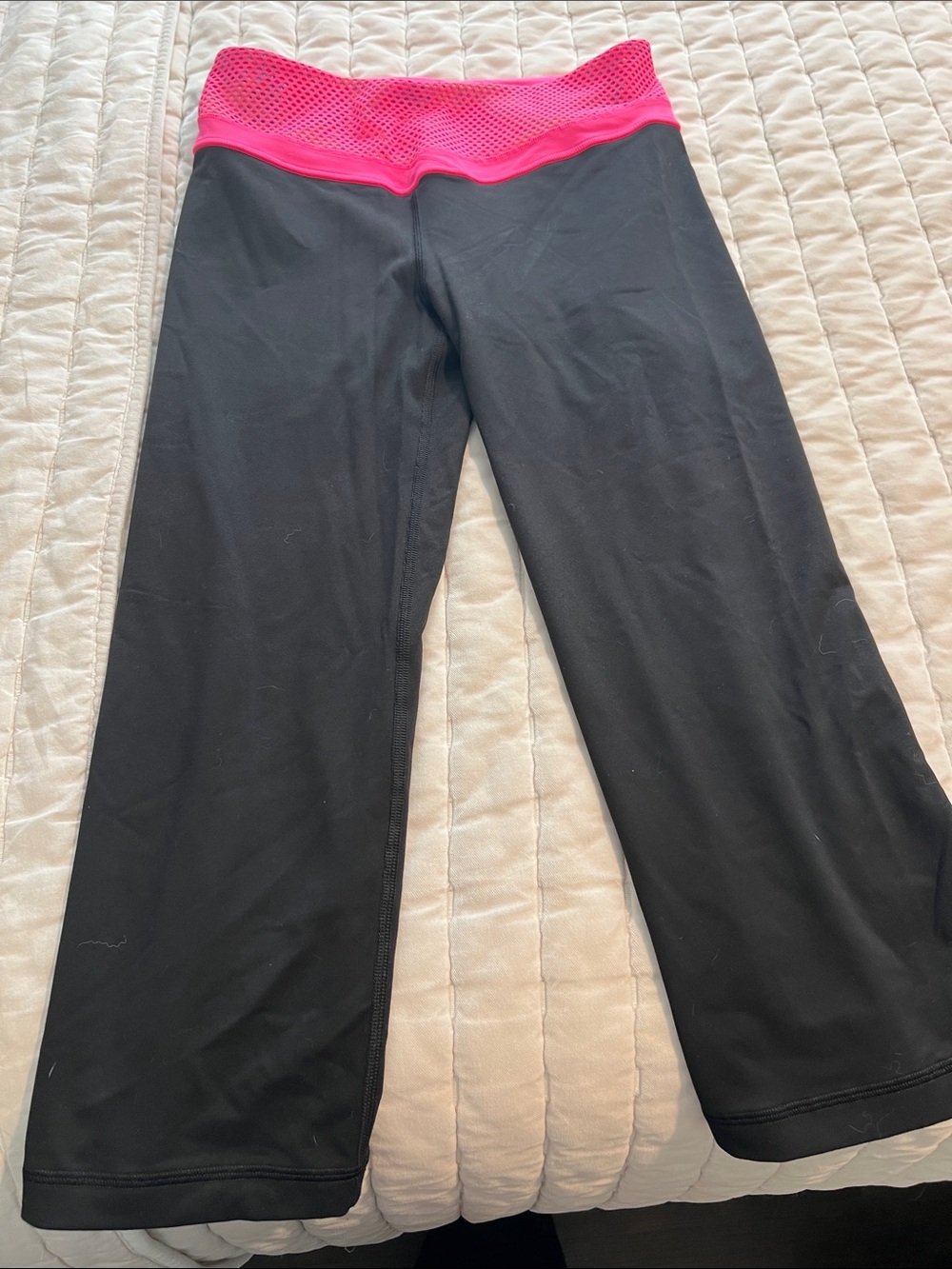 Victoria's Secret Black Capri Leggings with Hot Pink Waistband